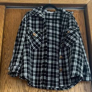 Plaid Black and White Women's Jacket